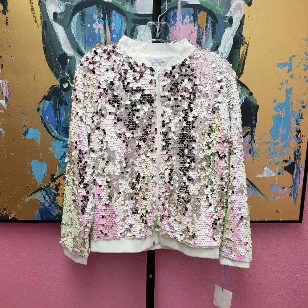 More Than Magic Reversible Sequin Zip Up Jacket